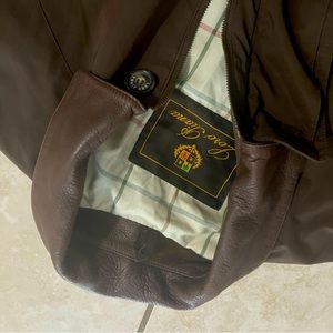 Loro Piana brown leather collar jacket.